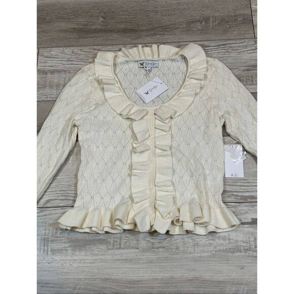 Jessica Simpson cream ruffled sweater size S - Picture 1 of 10